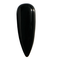 Anboret sort agat, glat, spids dråbe, 25x10mm, 1 stk.